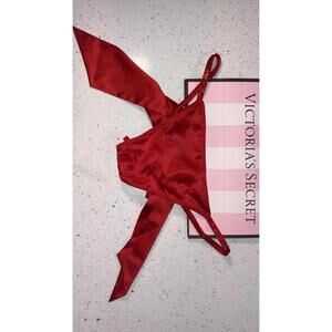 NWT Victoria’s Secret Dream Angels Red Satin Twinkle Bow V-String Panty Size L